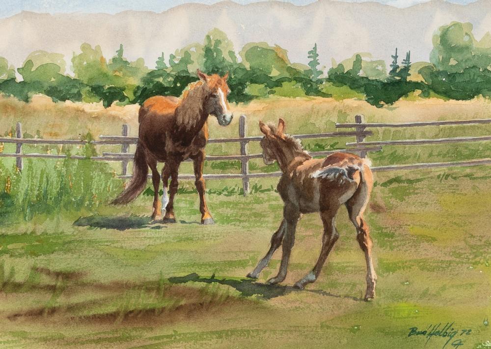 BUD HELBIG, HORSE & FOAL, 1972Bud