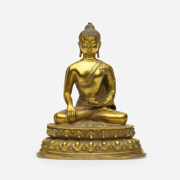 . Buddha. gilt bronze. 9 h × 7½ w ×
