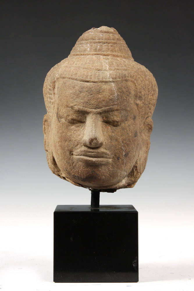 BUDDHA HEAD - Red Sandstone Head of