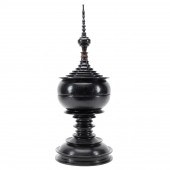 BUDDHIST BLACK LACQUER OFFERIN