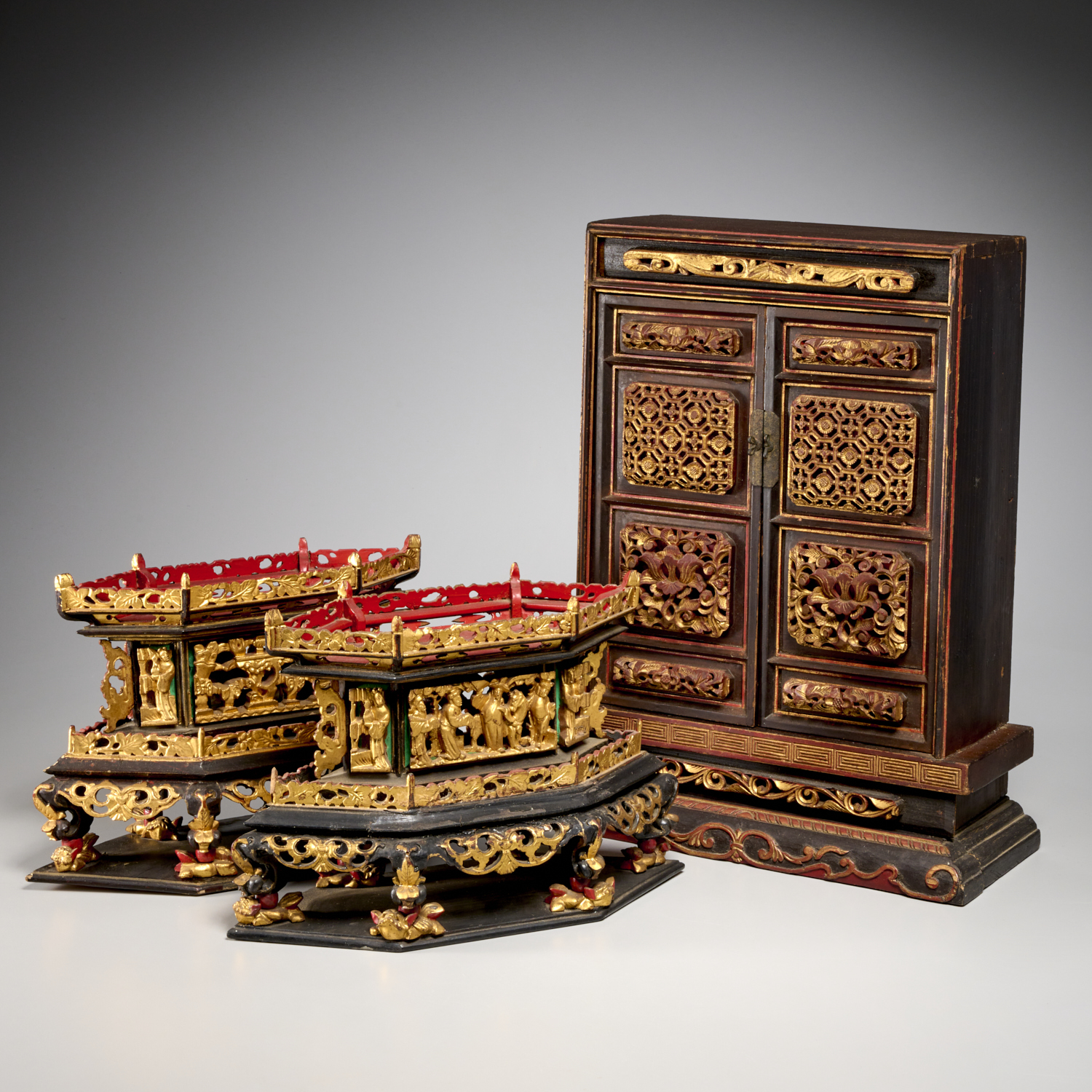 BUDDHIST CARVED AND GILT BUTSUDAN &