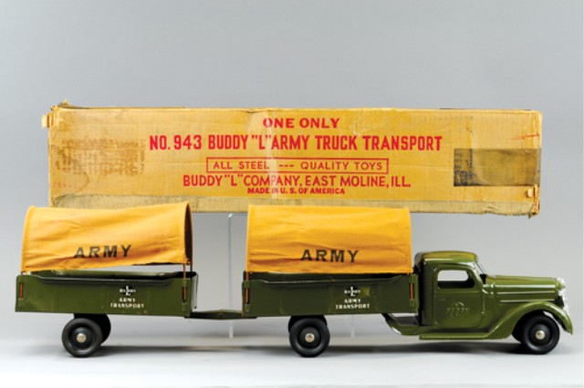 BUDDY 'L' ARMY TRUCK AND TRAILER C.