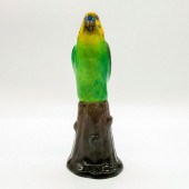 BUDGERIGAR ON TREE STUMP HN163
