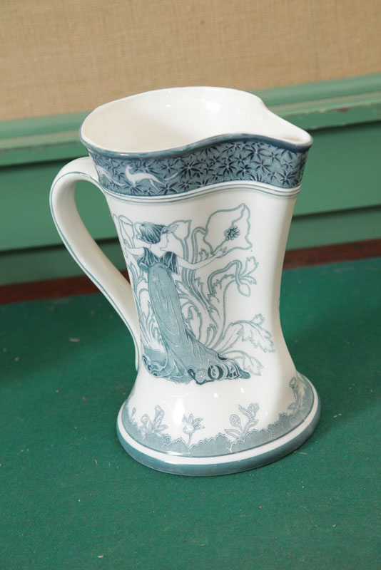 BUFFALO POTTERY PITCHER. Blue and