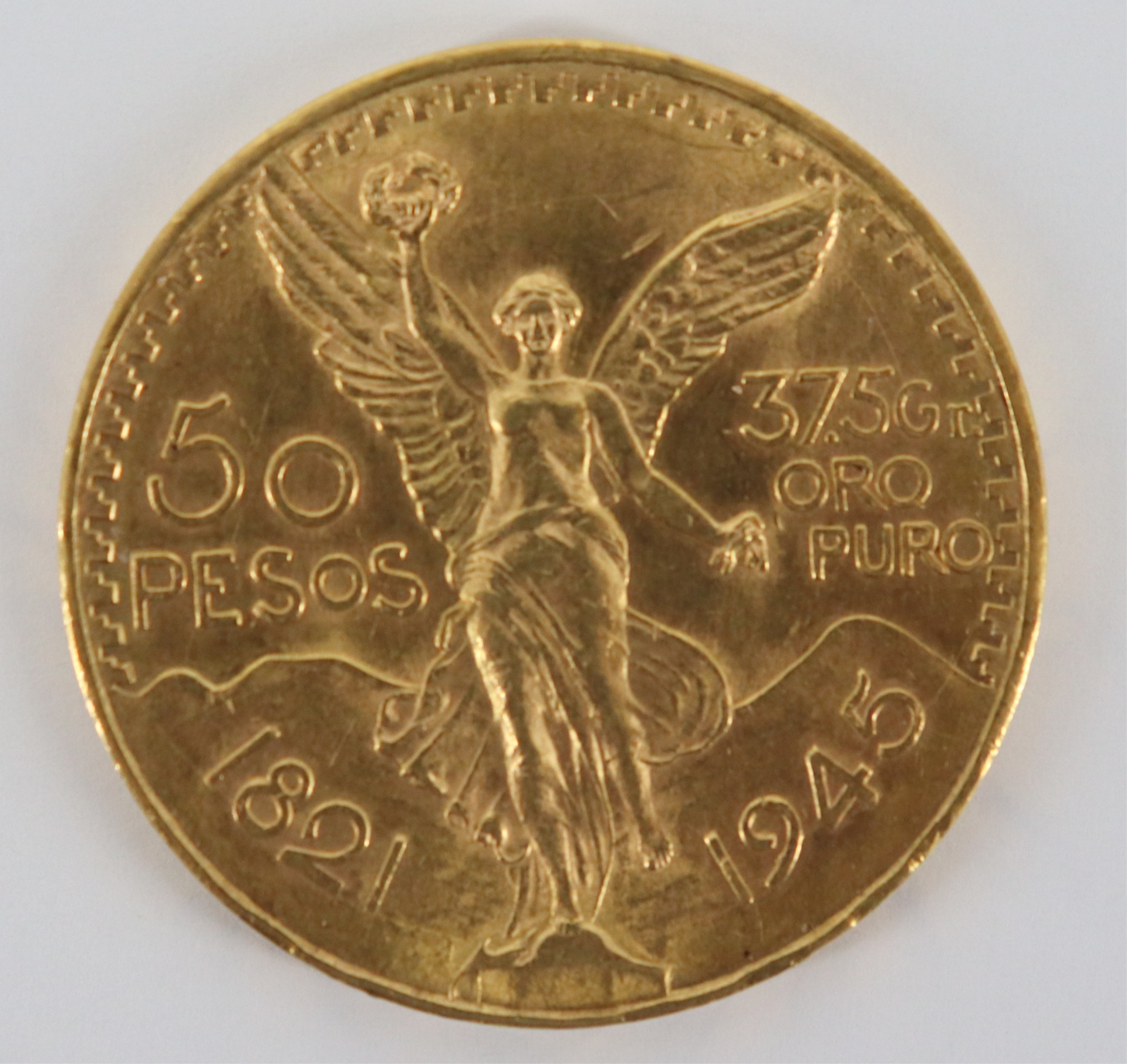 BULLION. 1945 50 PESOS MEXICAN GOLD