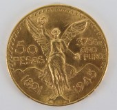 BULLION. 1945 50 PESOS MEXICAN