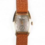 BULOVA 14K GOLD TONNEAU WRISTW