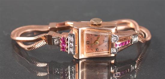 Bulova 14K rose gold diamond and