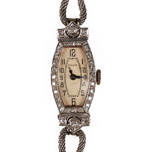 BULOVA 18K GOLD PLATINUM WOMEN'S
