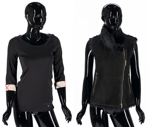 BURBERRY SHEARLING LEATHER VEST &