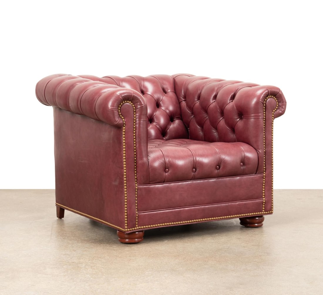 BURGUNDY LEATHER CHESTERFIELD