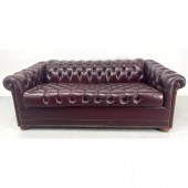 Burgundy leather Chesterfield