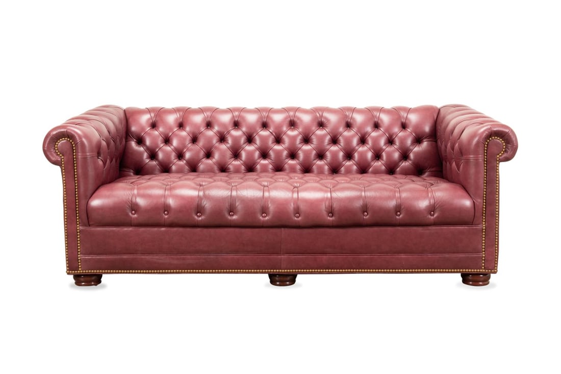BURGUNDY LEATHER CHESTERFIELD