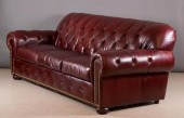 BURGUNDY LEATHER SOFA, LEATHER