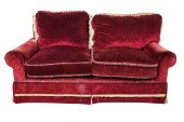 BURGUNDY UPHOLSTERED SOFAwith