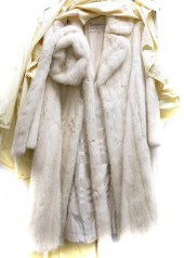 BURKHOLDER WHITE MINK FUR COAT