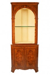BURL-INLAID CORNER CABINET20th