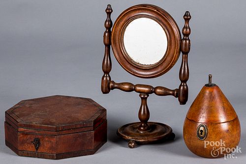 BURL VENEER DRESSER BOX, ETC.Burl