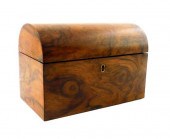 BURL VENEERED TEA CADDY, 19TH
