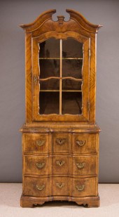 BURL WALNUT CABINET ON CHEST,