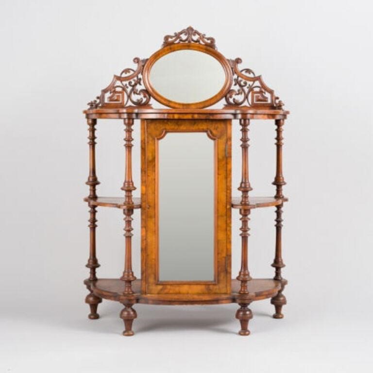 BURL WALNUT CABINETA late 19th