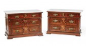 BURL WALNUT CHESTS, LABELED MC