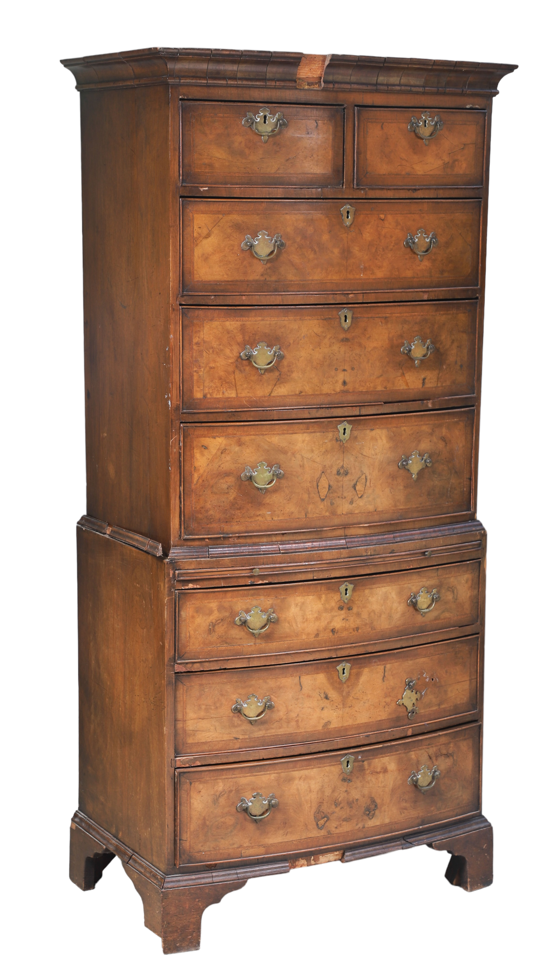 Burl Walnut Queen Anne Bowfront 2