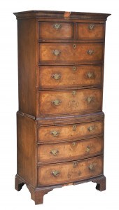 Burl Walnut Queen Anne Bowfron