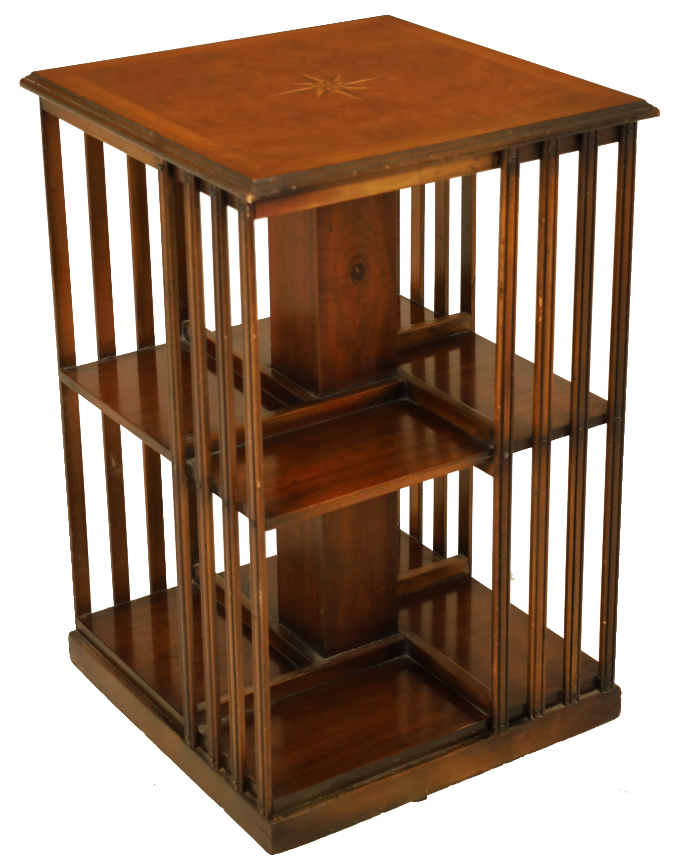 BURL WALNUT REVOLVING BOOKCASE Burl
