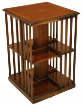 BURL WALNUT REVOLVING BOOKCASE