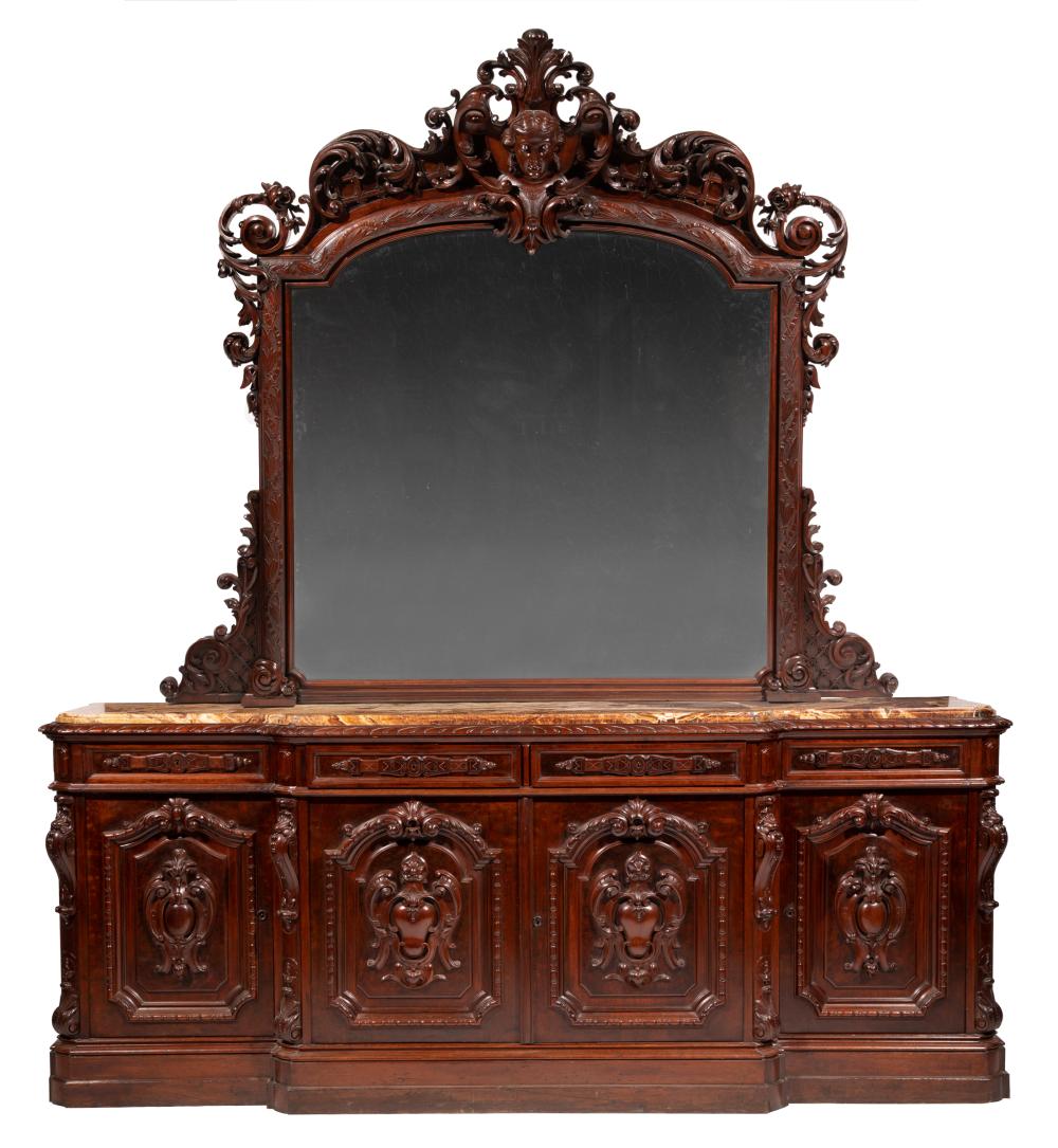BURL WALNUT SIDEBOARD, ATTR.