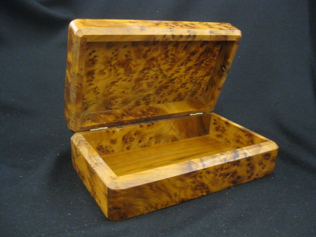 Burl Wooden Box hinged top 5'' x