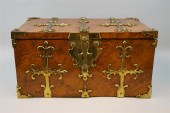 BURLED WALNUT AND BRASS BOUND