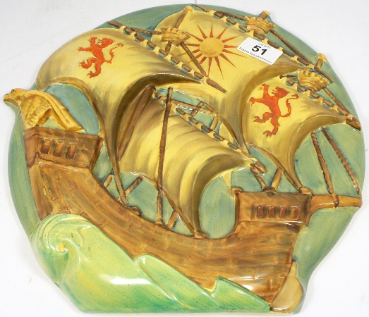 Burleighware Galleon Wall Plaque