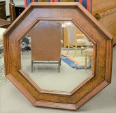 BURLWOOD INLAID OCTAGON MIRROR