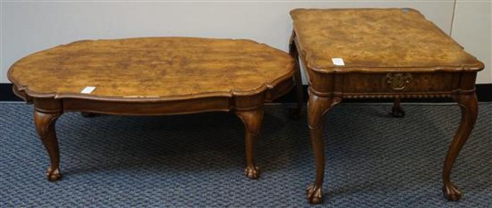 BURLWOOD LAMP TABLE AND COFFEE