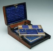 Burlwood lap desk, interior wi
