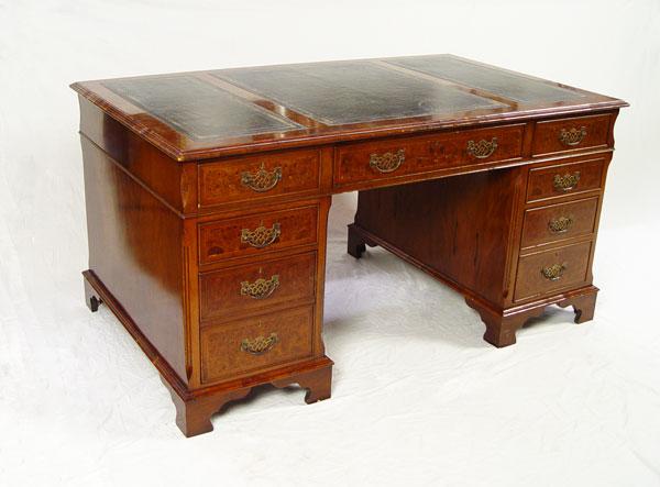 BURLWOOD LEATHER TOP DESK: