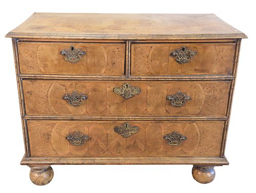 BURLWOOD QUEEN ANNE STYLE CHEST,