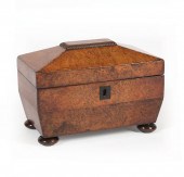 BURLWOOD SARCOPHAGUS-FORM TEA