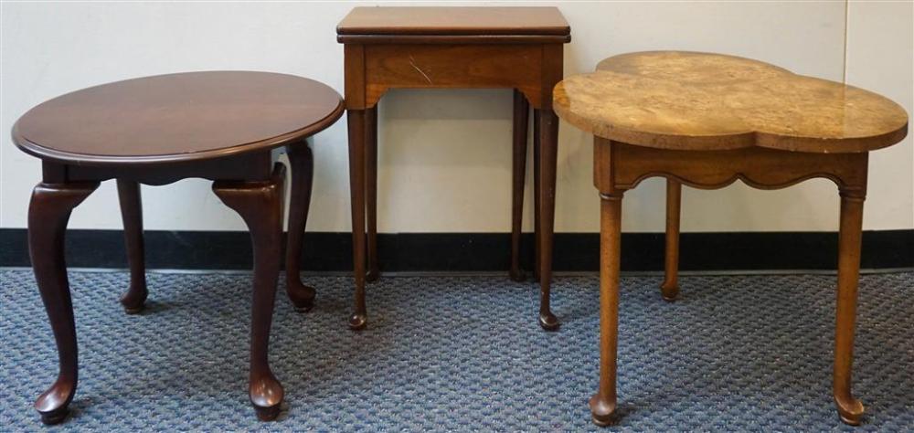 BURLWOOD TREFOIL SIDE TABLE,