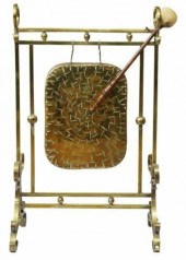 BURMESE BRASS TABLE GONG & MAL