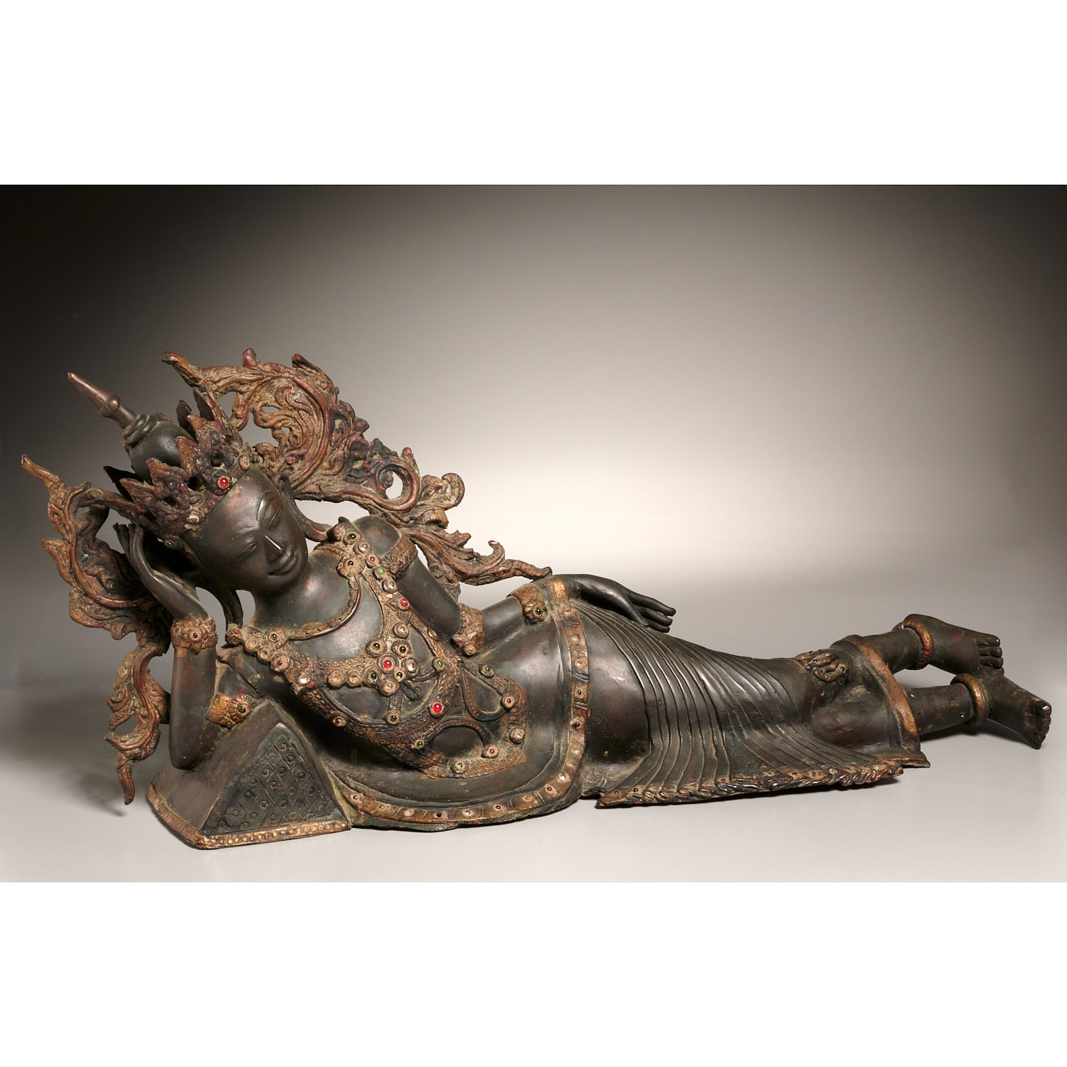 BURMESE BRONZE RECUMBENT BUDDHA