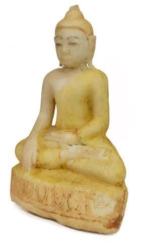 BURMESE CARVED STONE BHUMISPARSHA