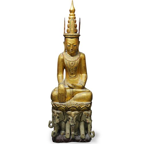 BURMESE CARVED WOOD JAMBUPATI