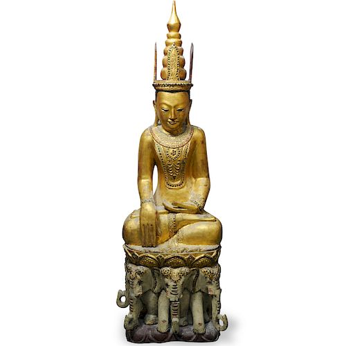BURMESE CARVED WOOD JAMBUPATI