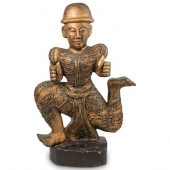 BURMESE CARVED WOOD STATUEDESC