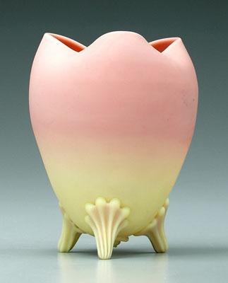 Burmese footed vase, satin