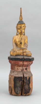 BURMESE GILTWOOD BUDDHA 19TH C