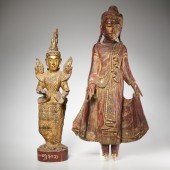 BURMESE GILTWOOD BUDDHA & NAT